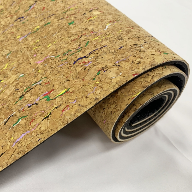 Cork Surface Natural Rubber Material Cork Yoga Mat with Logo Print (4)480