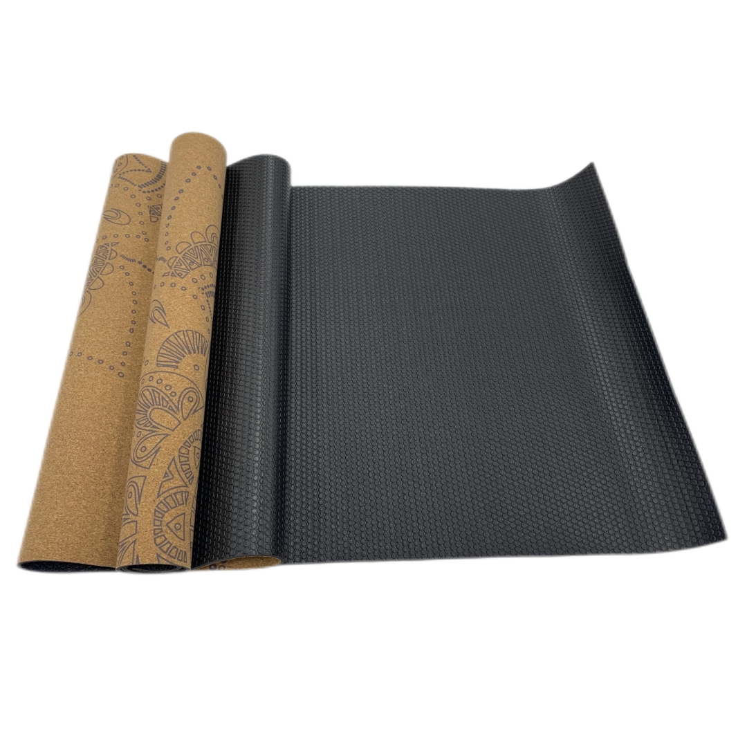 Best Selling Eco Friendly Custom Print Organic Natural Cork Rubber Yoga Mat Cork Set
