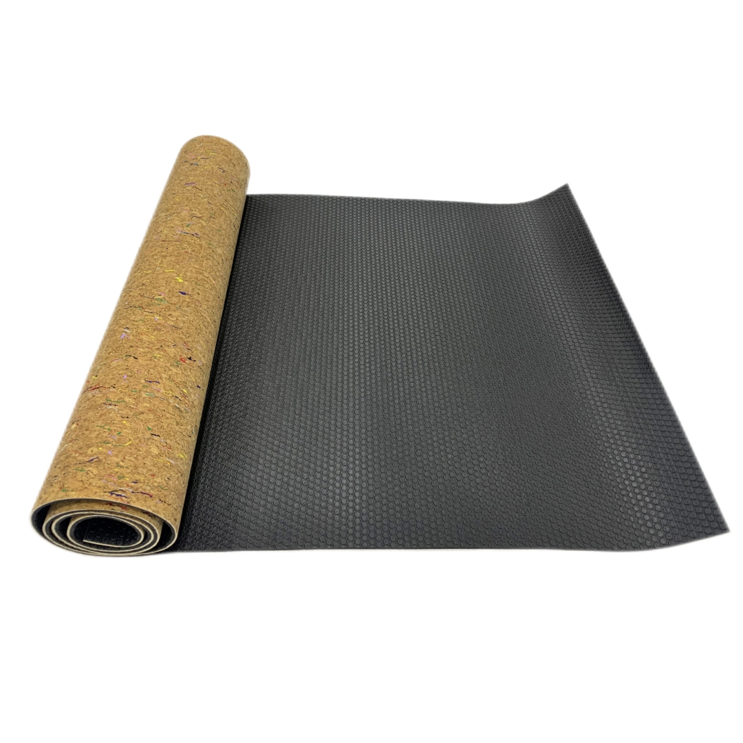Hot Sell High Quality Private Label Logo Non Slip Double Layer Eco Friendly Cork Surface Natural Rubber Material Cork Yoga Mat with Logo Print