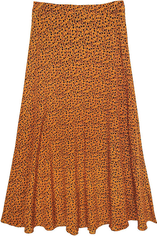 Шелковая юбка макси A Line с цветочным принтом