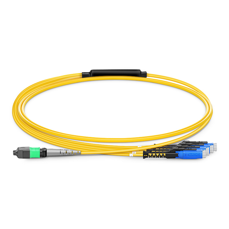 黄色 MTP から 4 MDC UPC デュプレックス 8 ファイバー タイプ B プレナム (OFNP) OS2 9/125 シングル モード エリート ブレークアウト ケーブル