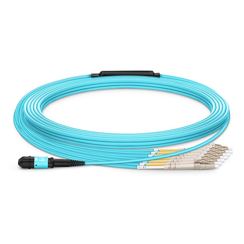 Customized 8-144 Fibers Senko MPO-12 OM3 Multimode Elite Breakout Cable, Aqua