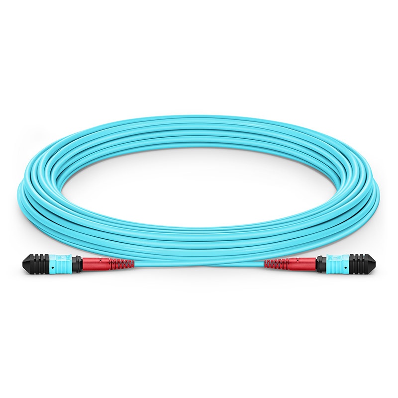 Senko MPO-24 (Female) to MPO-24 (Female) OM3 Multimode Elite Trunk Cable, 24 Fibers, Type A, LSZH, Aqua