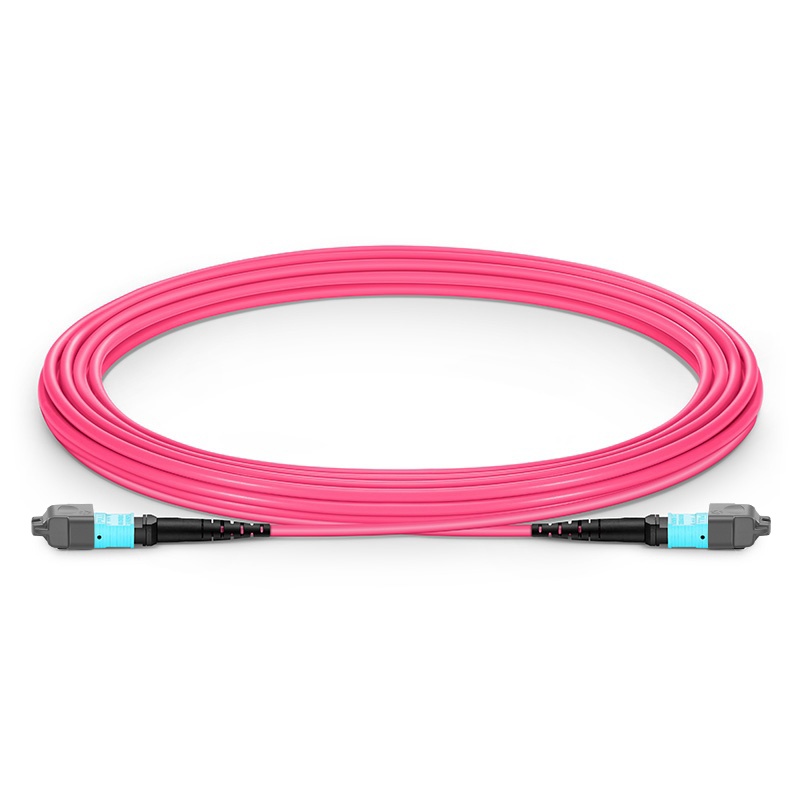 MTP®-12 (Female) to MTP®-12 (Female) OM4 Multimode Elite Trunk Cable, 12 Fibers, Type A, Plenum (OFNP), Magenta