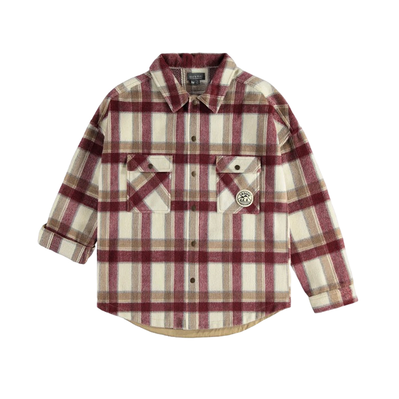 Burgundy And Beige Plaid Shirt In Flannel, Child