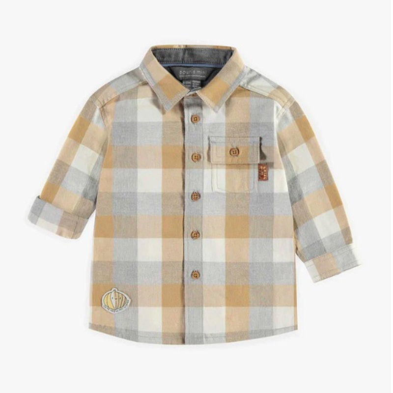 Grey And Pale Brown Shirt In Cotton, Baby