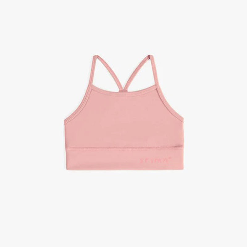 Pink Sports Tank Top With Thin Crossed Straps In Stretch Lycra, Child