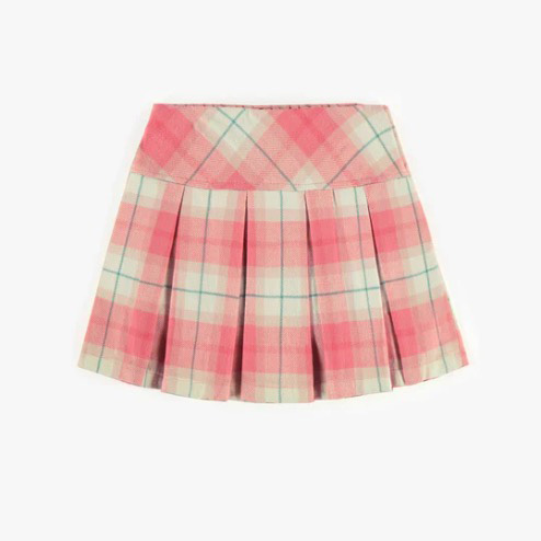 Pink Checkered Skirt In Flannel, Child