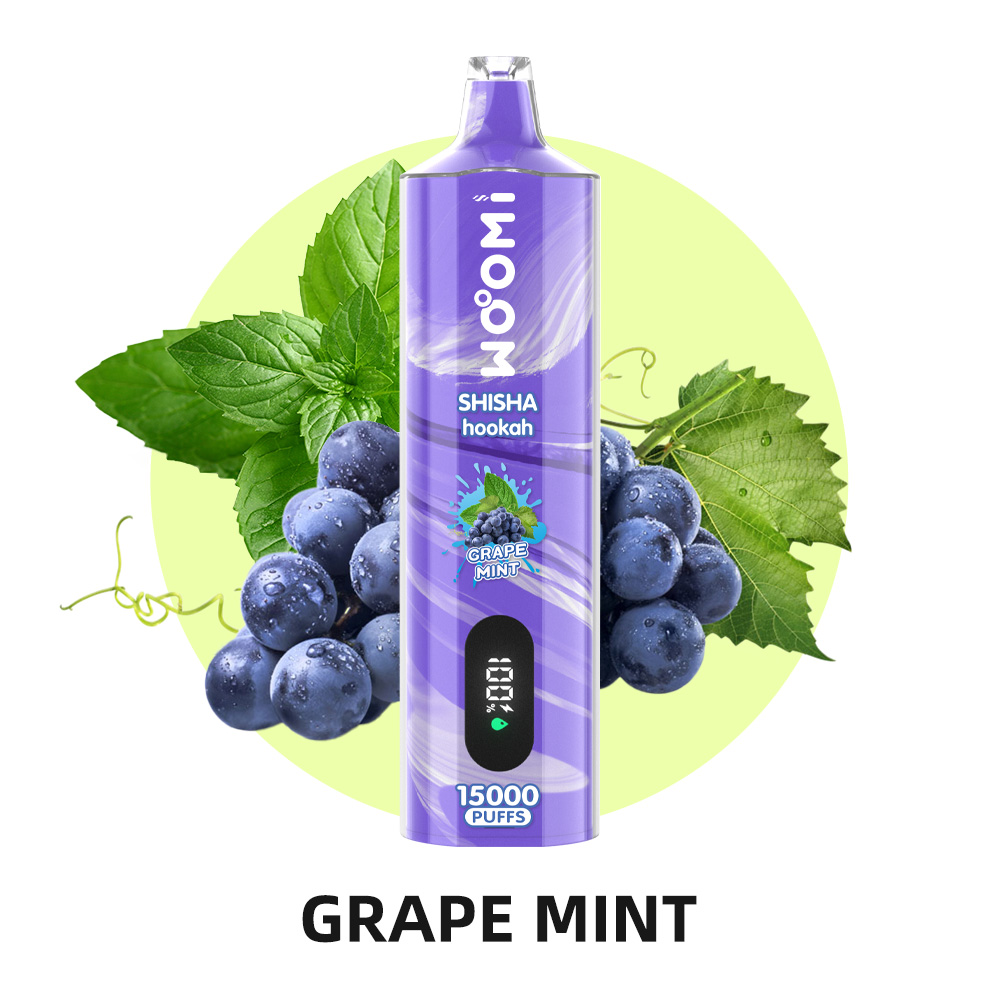 Woomi Glow 15000 Puffs SHISHA Disposable Vape Electronic Cigarette Pen-- Grape Mint