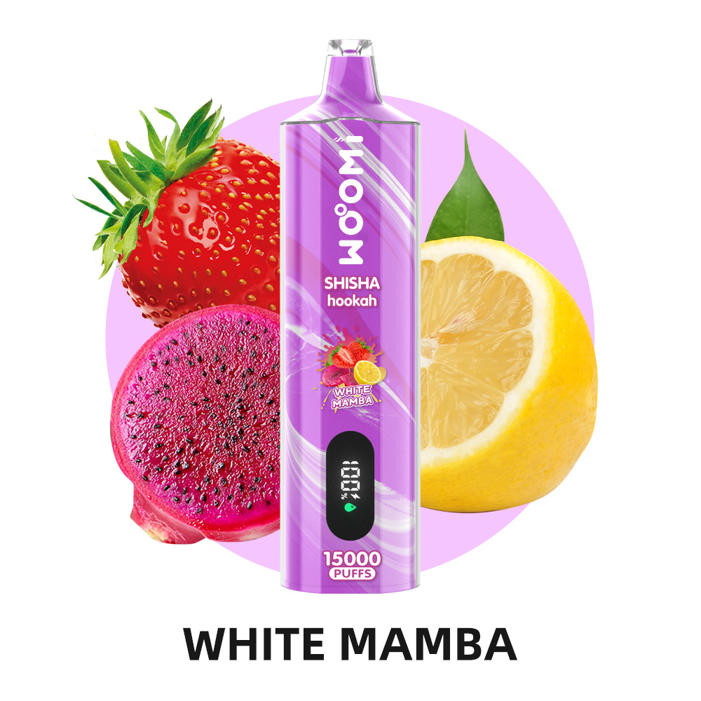 Woomi Glow 15000 Puffs SHISHA Disposable Vape Electronic Cigarette Pen-- White Mamba