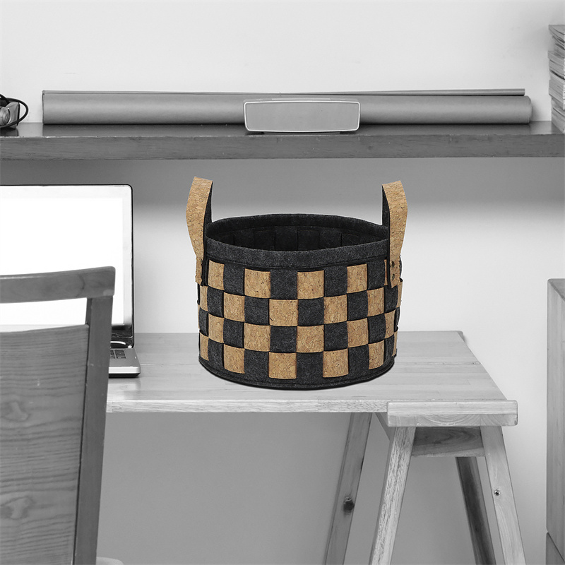 wood felt woven storage basket set054y5