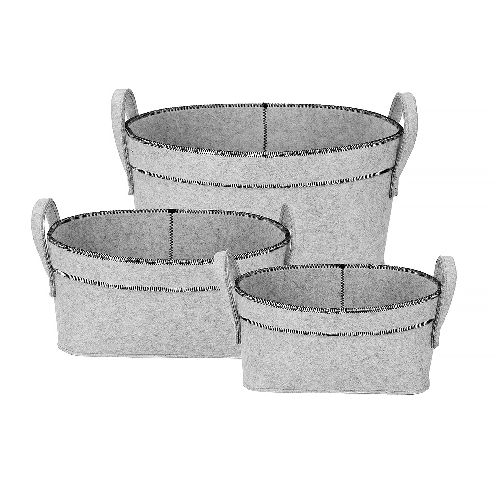 New Arrival Grey Color Felt Storage Basket Set for Home Storage
