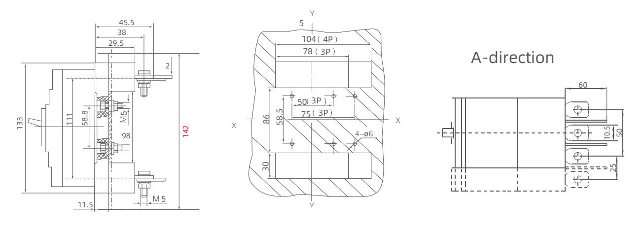 Plug-in type mounting plate size