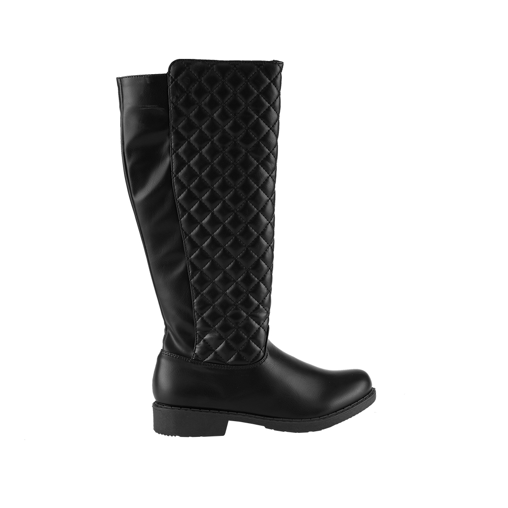 Tall Boot with Eye-Catching Rhomboid Pattern