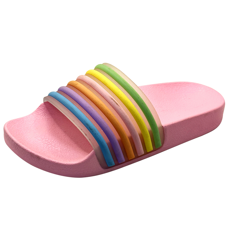 Girls Rainbow Slide Slippers