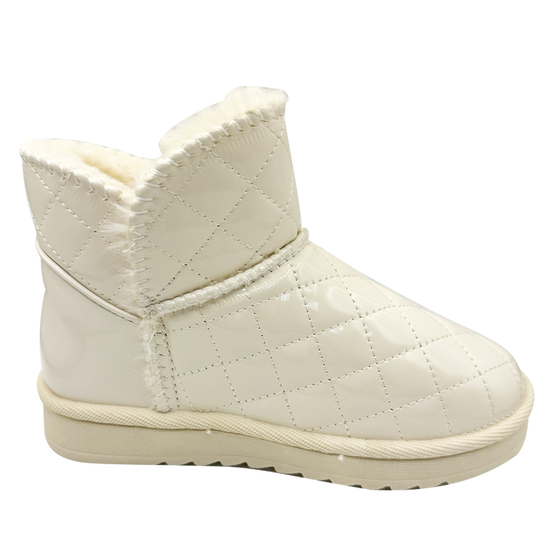 Kids Fur Snow Boots with Diamond Lattice
