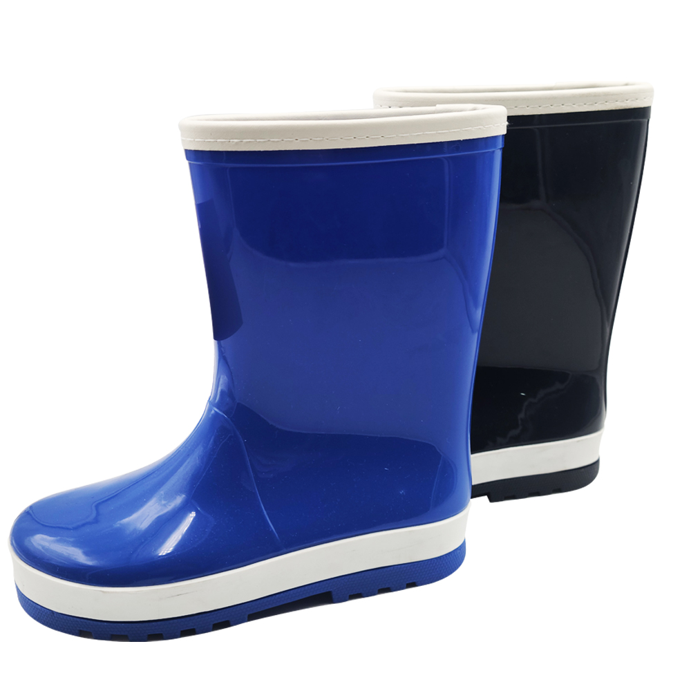 Kids Rain Boot Solid Color with Foxing