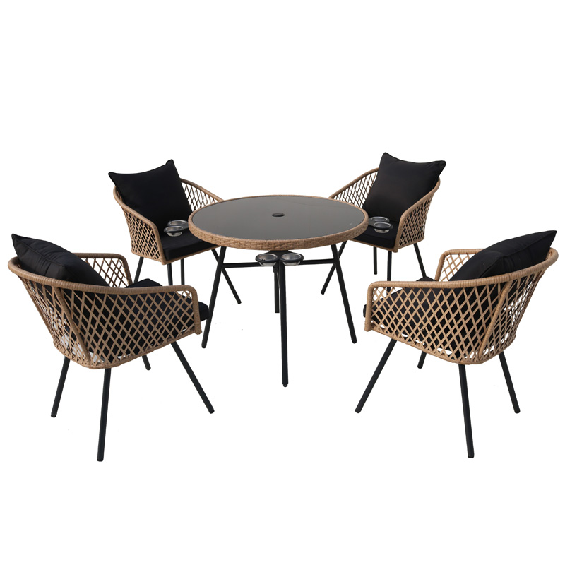 mesa de centro de vime para exterior cadeiras ao ar livre móveis de jardim de metal conjunto de bar de pátio