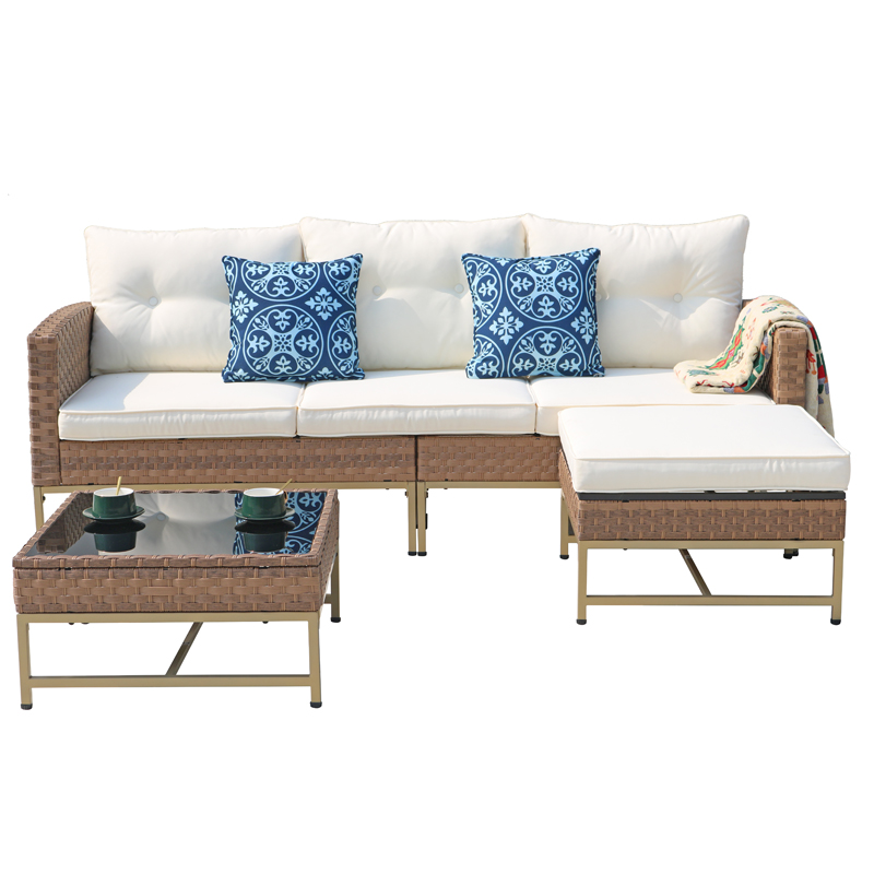 Luxury garden furniture metal outdoor furniture modular outdoor sofa 4 piece wicker patio set