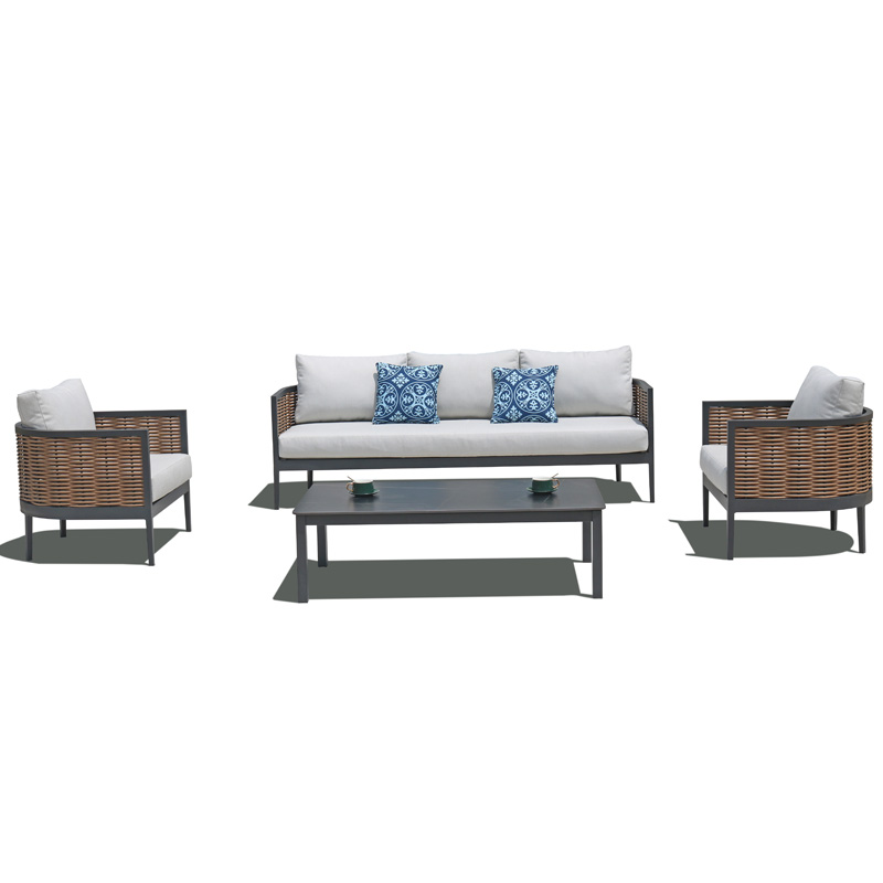 Il miglior set di divani da esterno per divani ad angolo da giardino in rattan a 3 posti