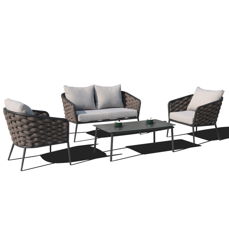 Muebles de jardín muebles de exterior sofá moderno para exterior muebles de jardín de cuerda de 4 piezas