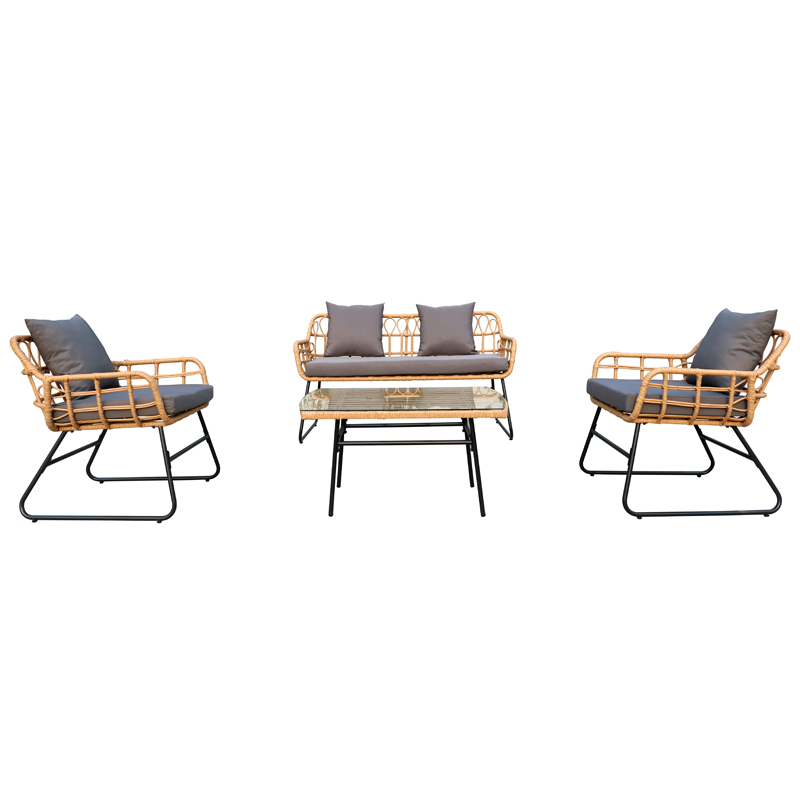 Four-piece set, black leg tubes,outdoor garden furniture