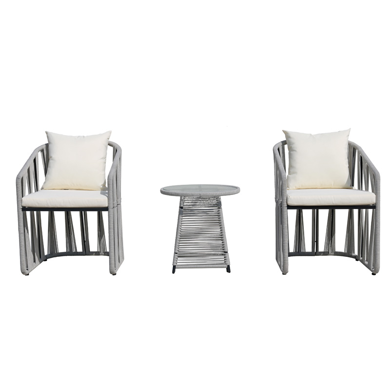Modern silver gray outdoor furniture grey rattan garden furniture metal garden furniture garden table and chairs set