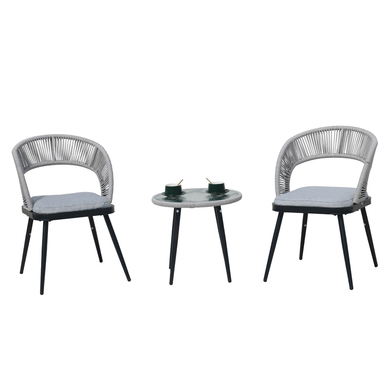 Móveis cinza para exteriores móveis de metal para pátio moderno conjunto de jantar ao ar livre mesa e cadeiras de pátio