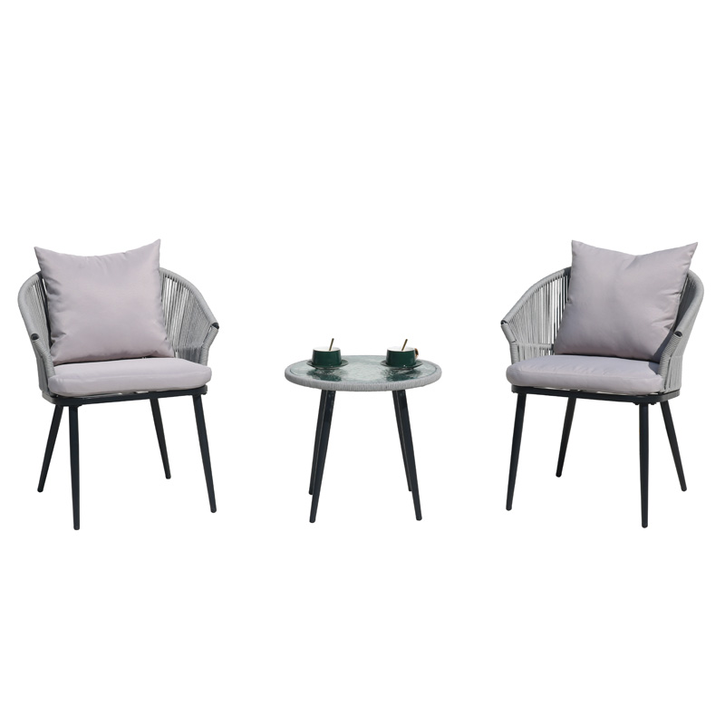 Ensemble de salle à manger d'extérieur gris, mobilier de jardin en métal, chaises de jardin