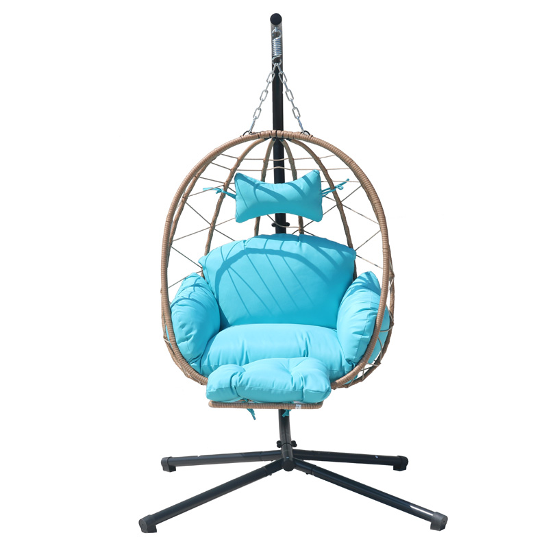 Mobília moderna ciano cadeira de balanço de jardim cadeira de balanço dobrável ao ar livre cadeira de balanço de ovo