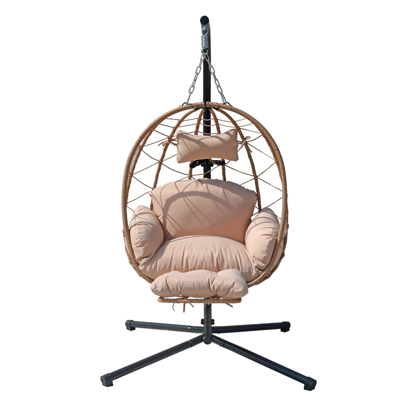 Modern Furniture Beige Garden Furniture Swing Chair Outdoor Foldable Egg Swing Chair