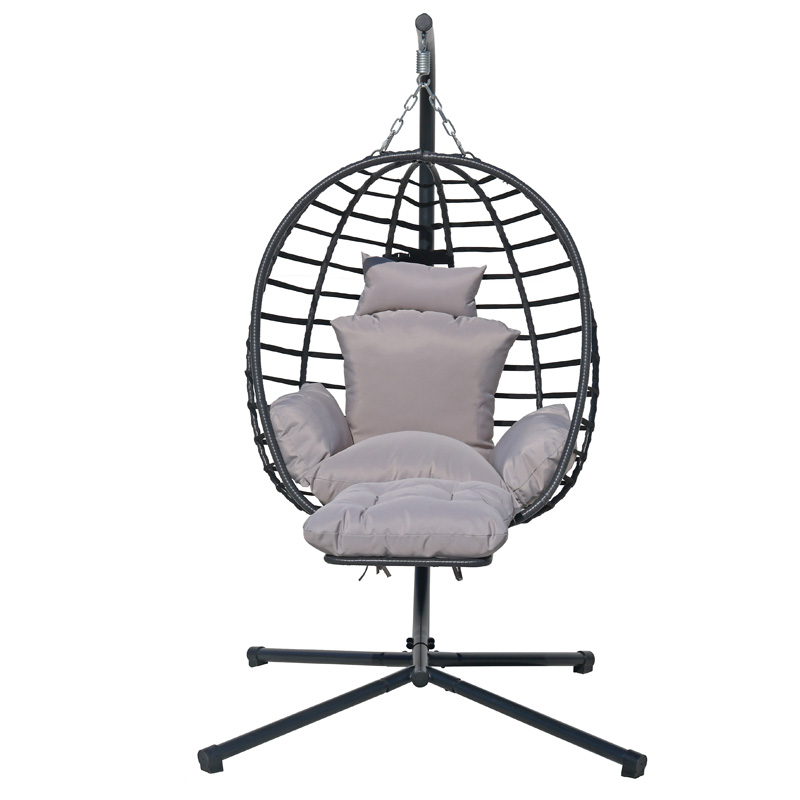 Meubles modernes gris meubles de jardin balançoire chaise extérieure pliable oeuf balançoire...
