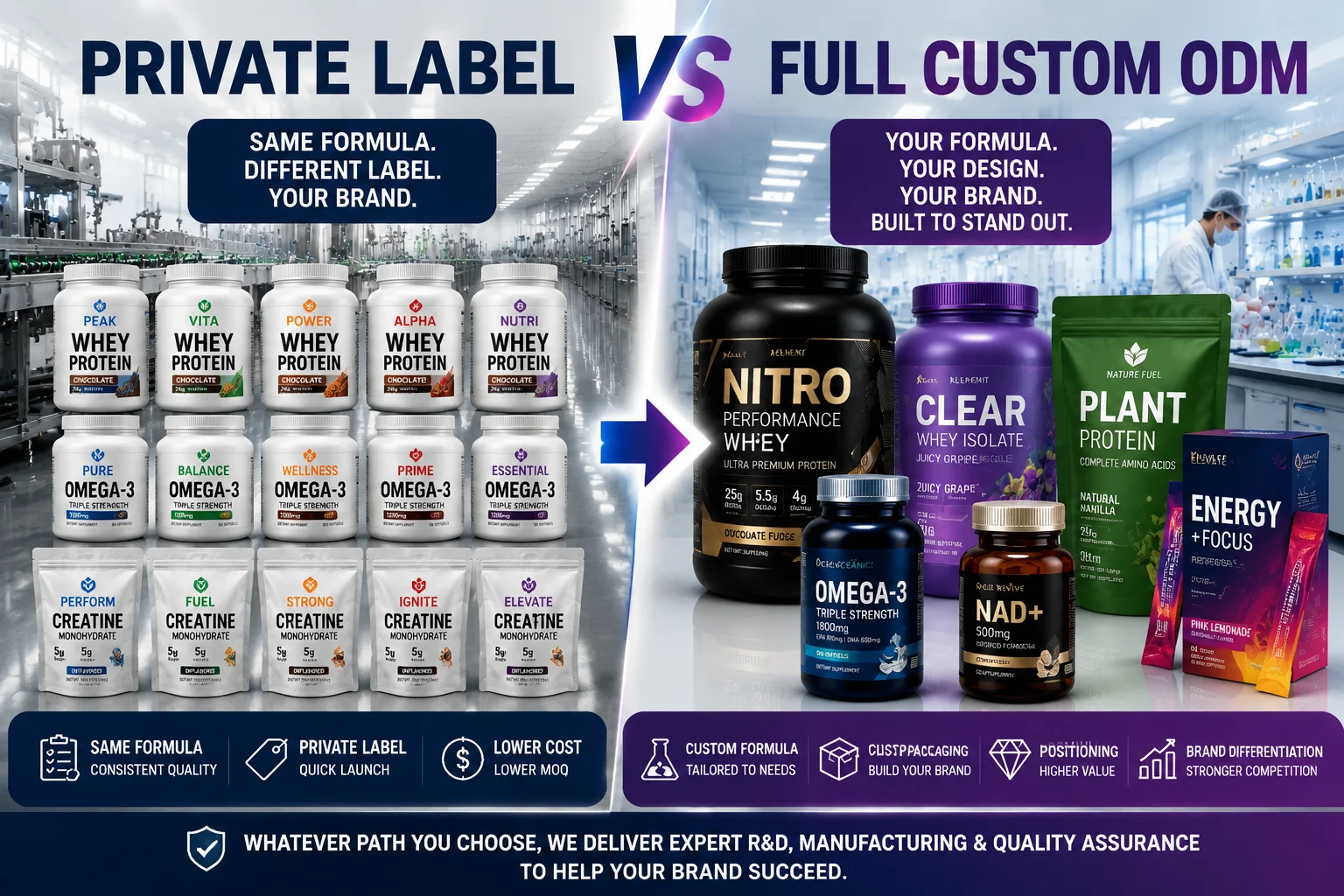 Private Label vs Full Custom ODM: Which Supplement Solution is Best for Your Brand?