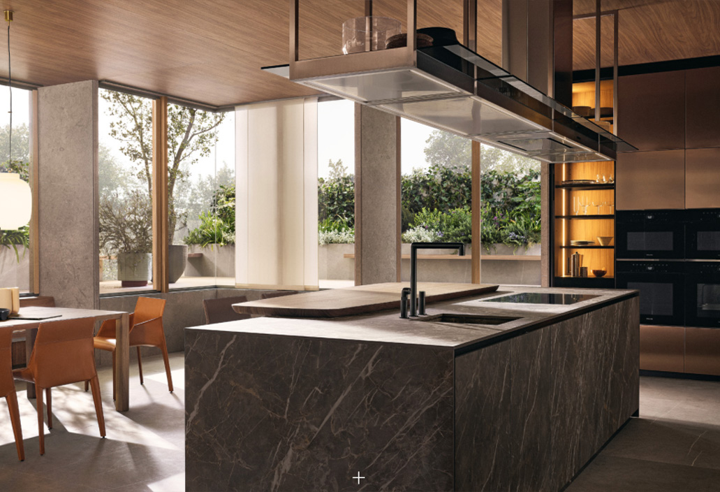 kitchen canbinet with Stainless Steel and Slate