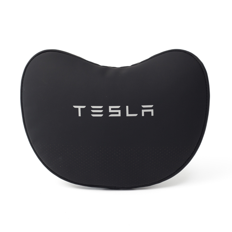 Чорно-біла подушка підголівник Tesla Leathern