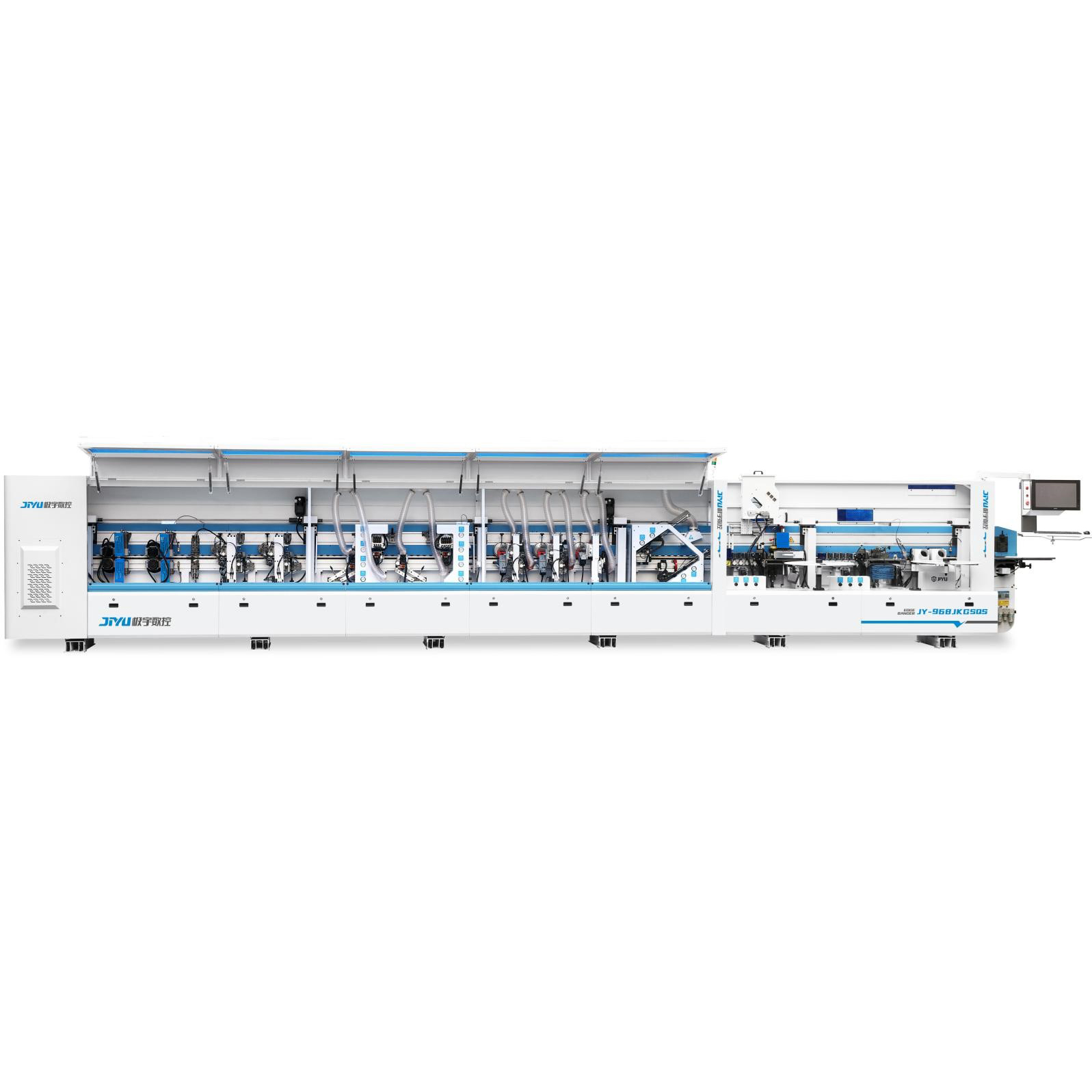 JY-968JKGSQC Automatic Edge Banding Machine With Pre-milling & double trimming & double glue pot & chamfering & crawler