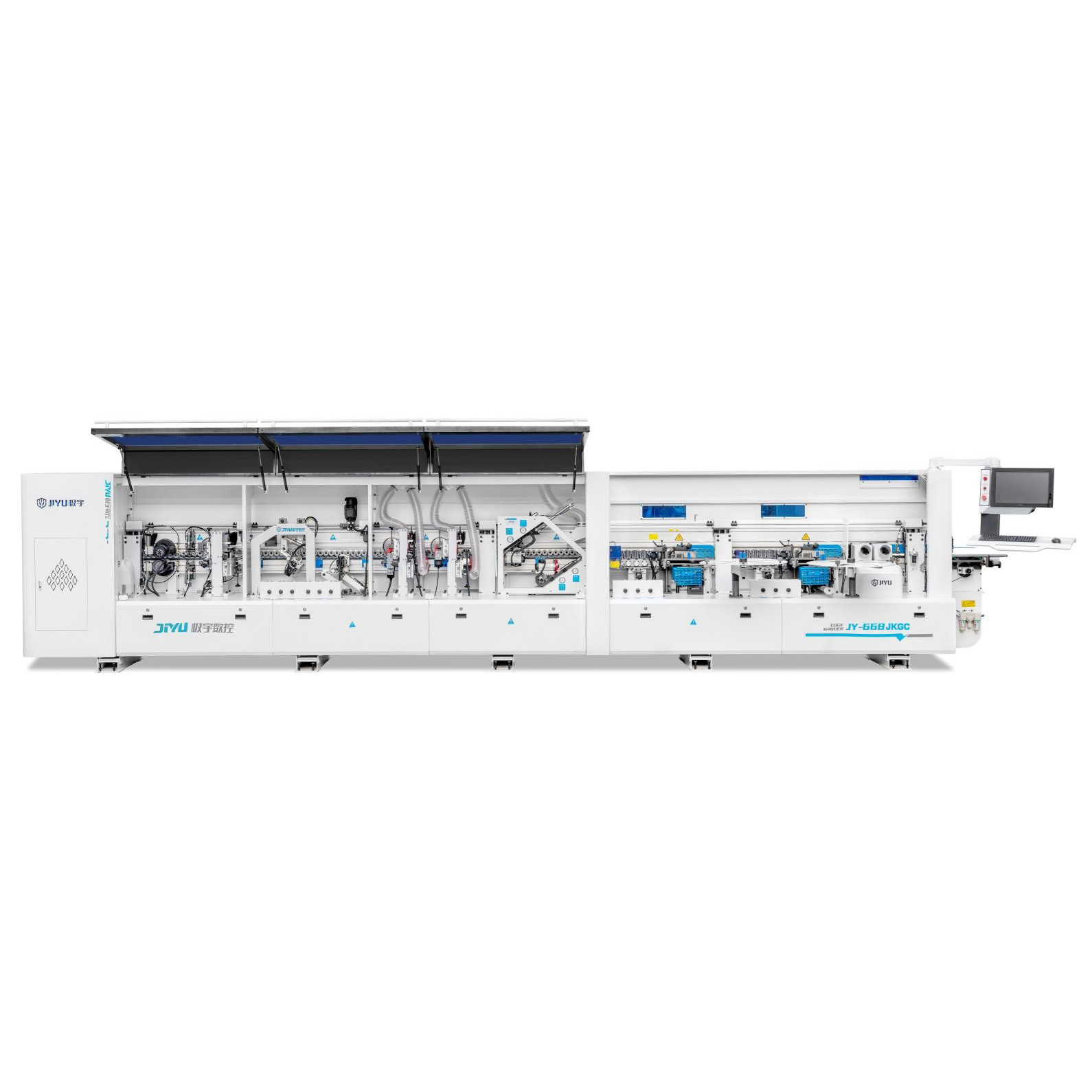 JY-668JKGC Automatic Edge Banding Machine With Pre-milling & Double Trimming & Double Glue Pot & Chamfering