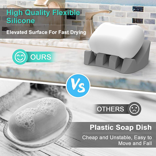 Soap shape design Soft Silicone Anti-Slip Soap Dish-129rj