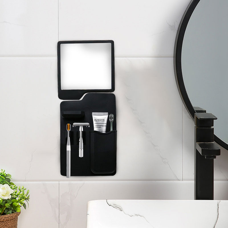 Silicone Toothbrush Holder Dish & Square Mirror Set