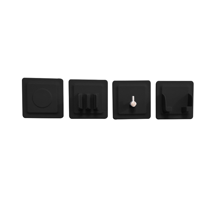 Ensemble de quatre crochets carrés en silicone souple, facile à installer, élégance minimaliste