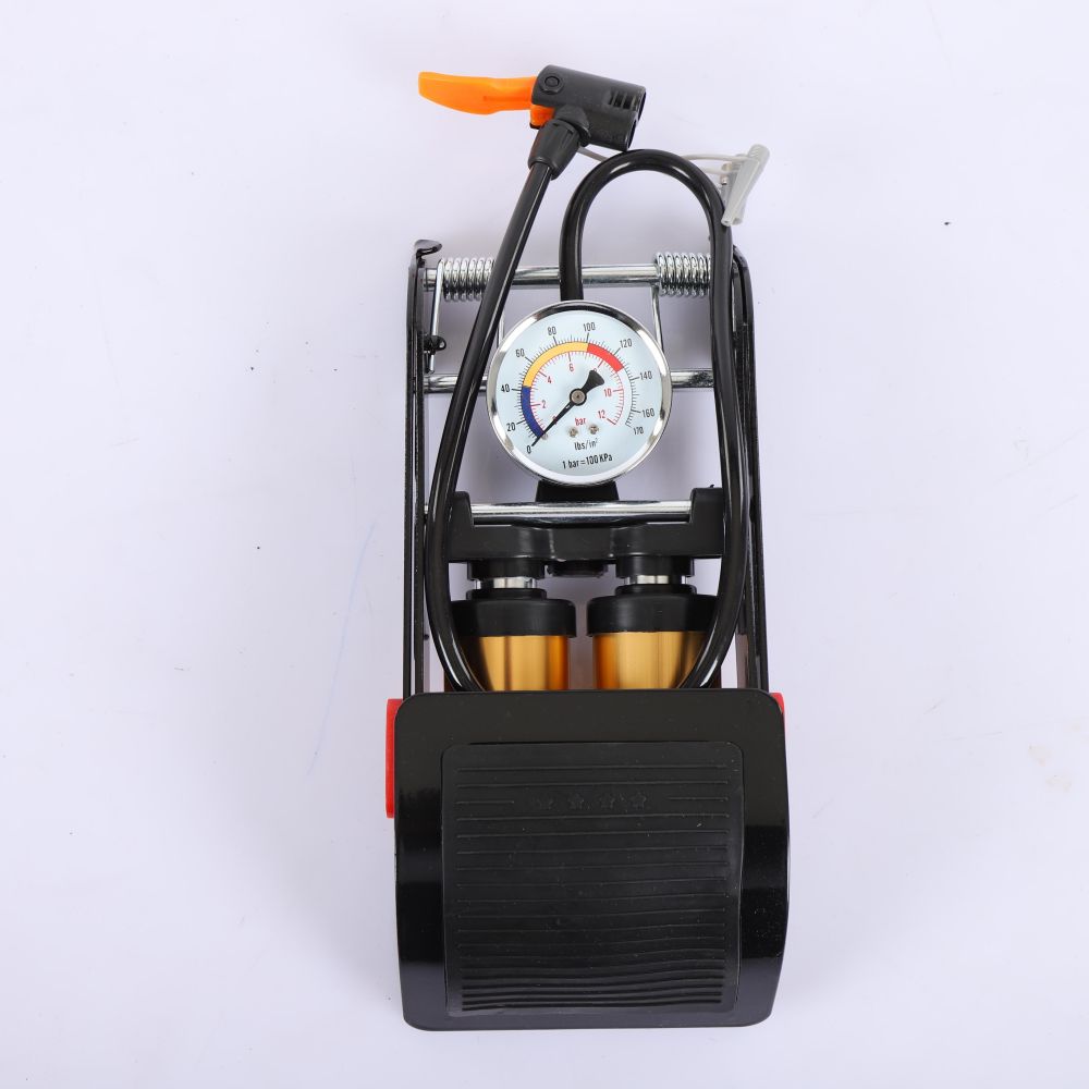 Double-tube pedal bicycle tire foot pump