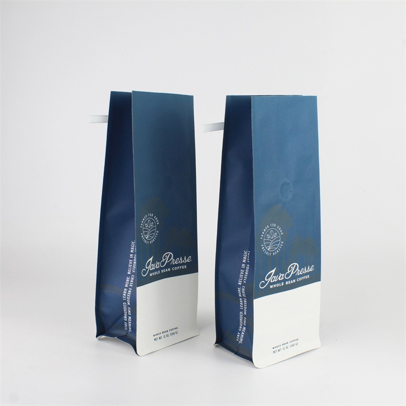 Custom Printed Flat Bottom Pouch Coffee Bean Packaging Bags