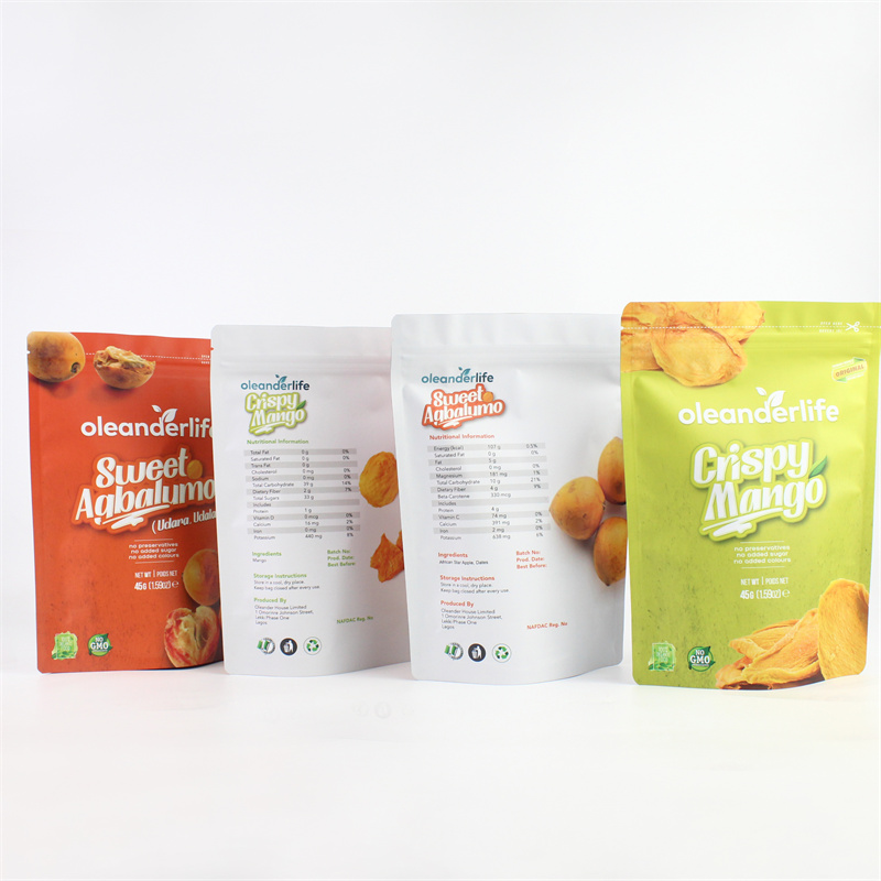 Custom Printed Chips Packaging Bags Stand Up Zipper Bags