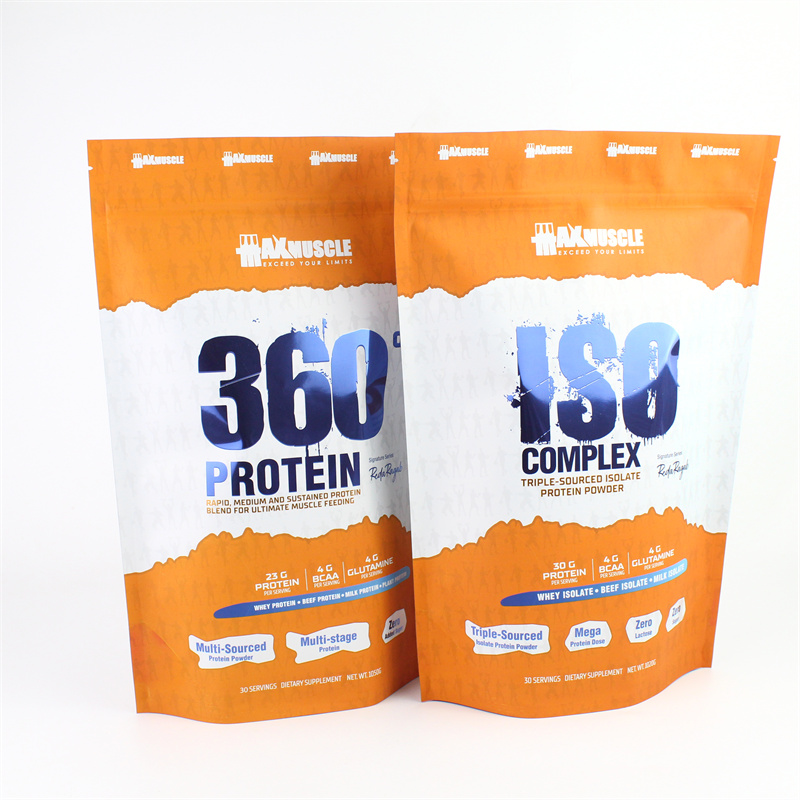 Customized Protein Powder Packaging Bags Standing Ziplock Food Bags