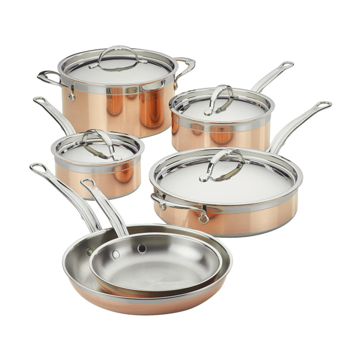 Manufacture high quality copper core pan stainless steel triply stainless steel cookware set