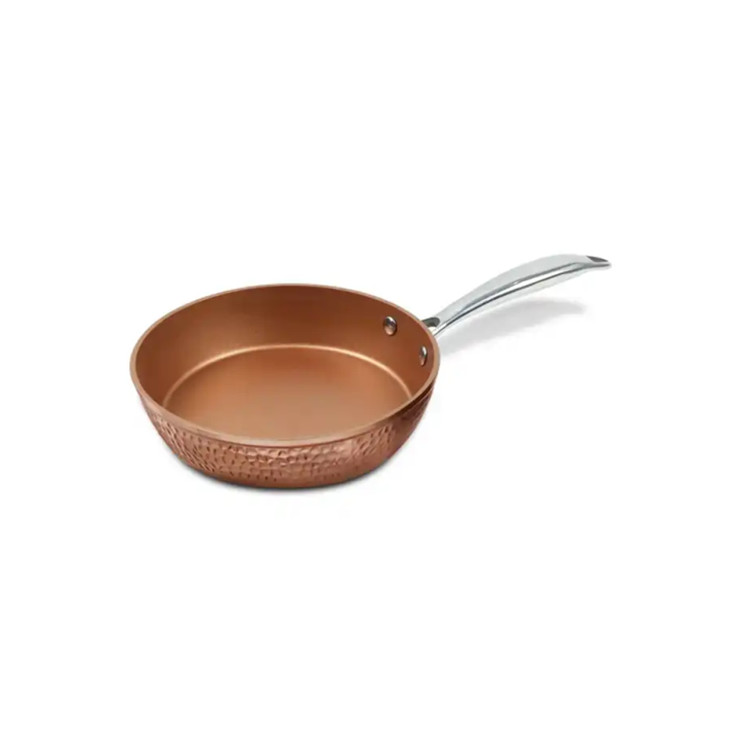 Customized cookware set forged copper color hammed Aluminum non stick coating pots and pans with stainless steel handles