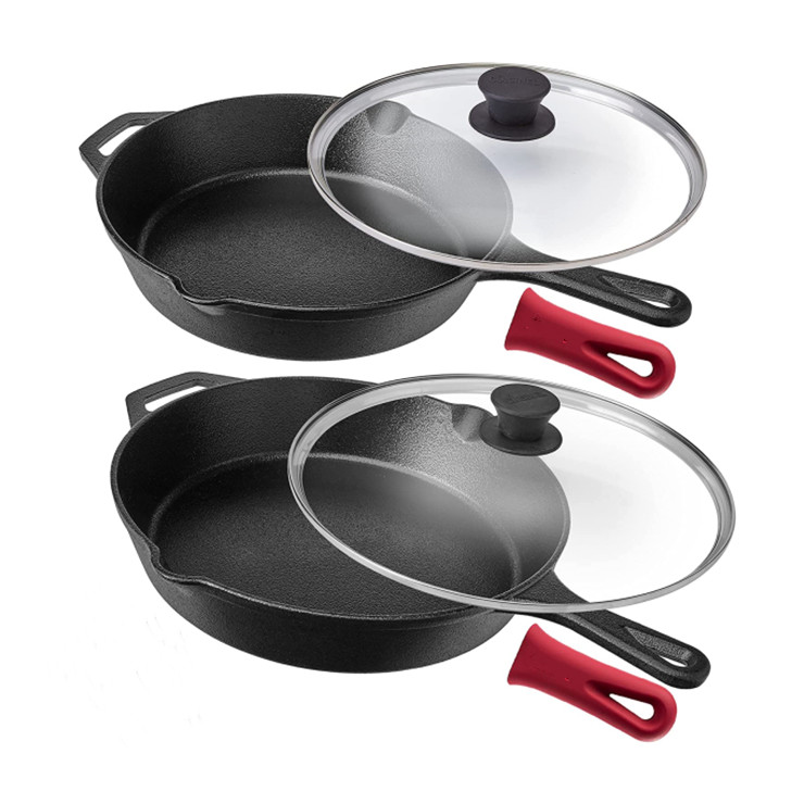 Pre-seasoned Wholesale preseasoned Cookware Set Cast Iron Frying Pan With Two Iron Handles