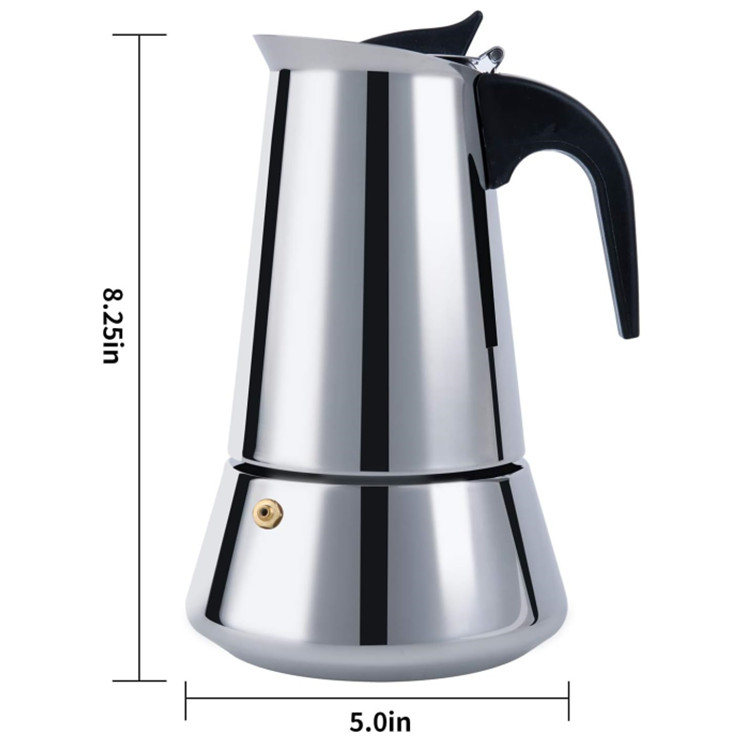 Factory Hot sale Induction Stovetop High Quality 2/4/6/9/cups Italy Stainless Steel Moka Pot Espresso Coffee Maker Set