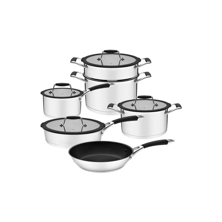 Factory straight shape capsule bottom stainless steel cookware set kitchen 9pcs cooking pot set