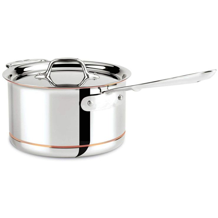 Premium 5-Layer Copper core stainless Steel 3 Qt saucepan with ss lid soup pot with induction bottom